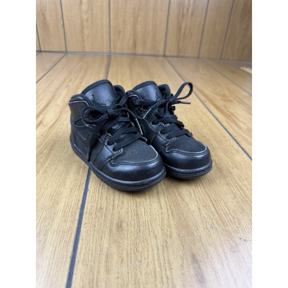 🔥Air Jordan 1 Retro Mid Triple Black TD Sneakers 364773-020 7C
